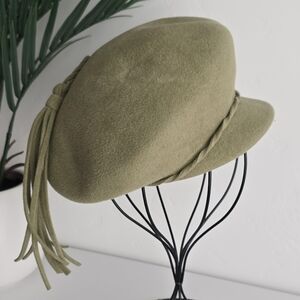 Vintage Y2K Andre Canadian Hat Wool Page Boy Newsboy Cap w Tassel, Original Tag